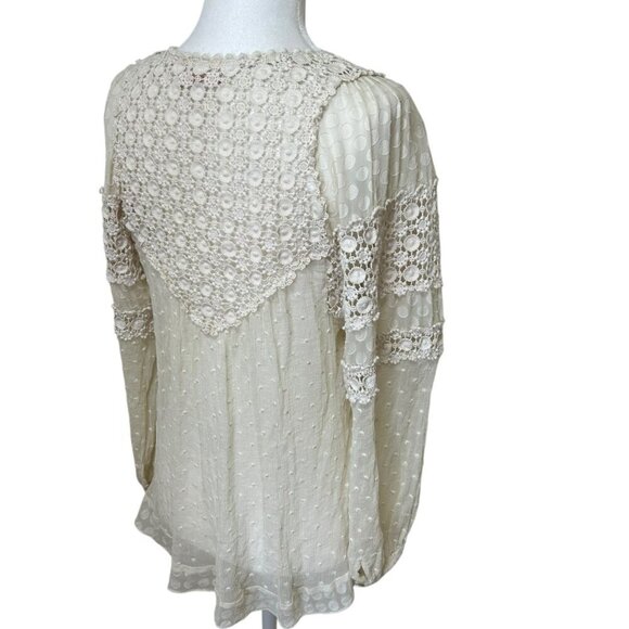 Rebecca Taylor - Vintage Lace, Sheer Peasant Blouse, Relaxed Fit - Size 2, White - Picture 8 of 16
